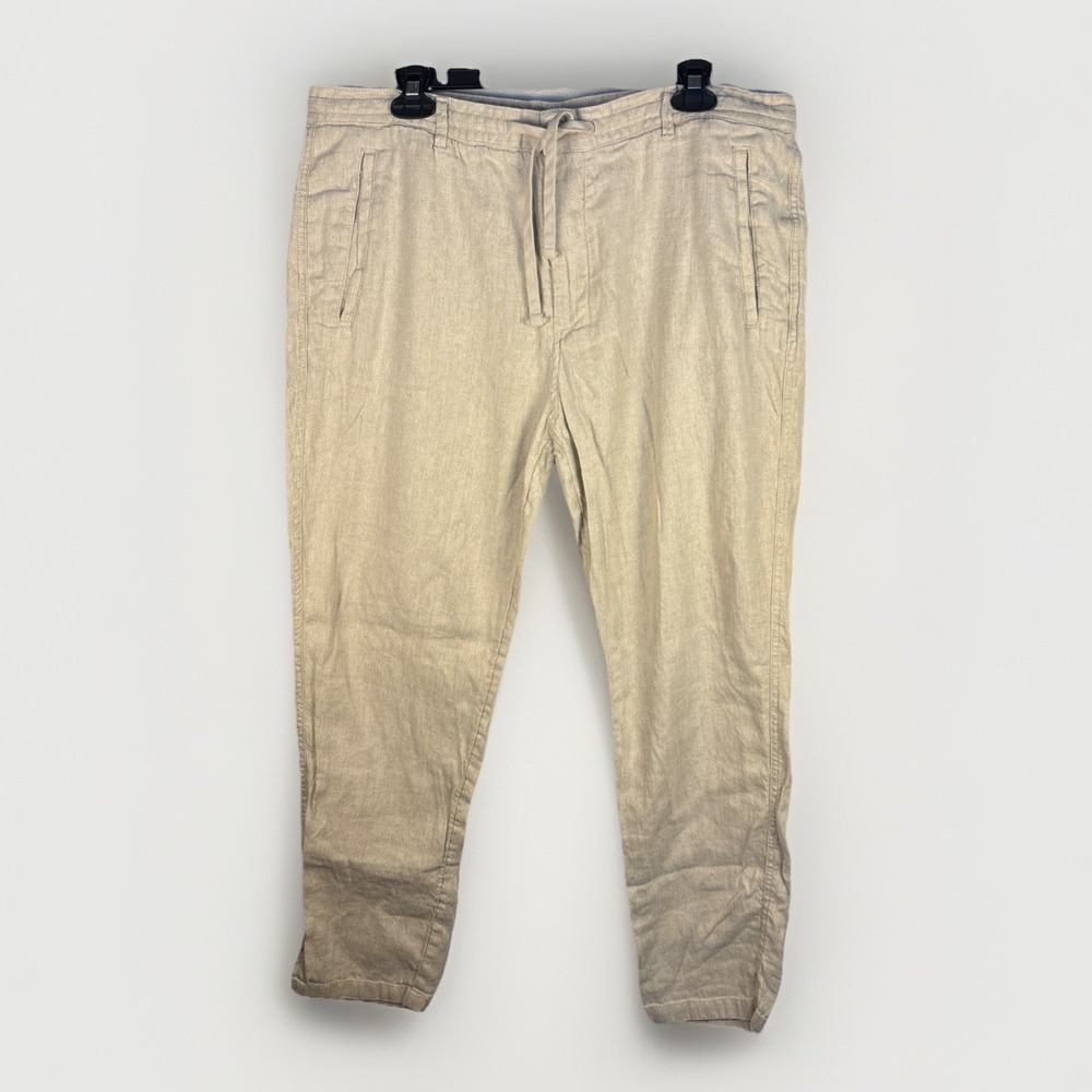 Men's Porter & Ash Linen Blend Pants Men's 36 (36x29.5) Tan Beach Drawstring - Picture 2 of 11